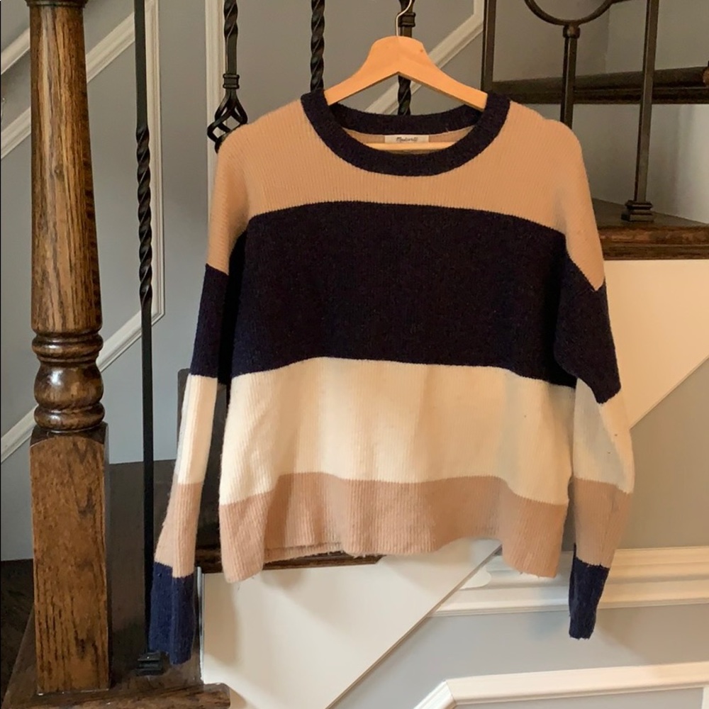 Madewell Relax Fit Crew neck sweater in stripe, s